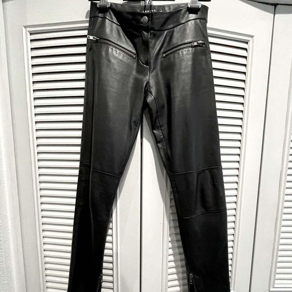 Trouve low rise real leather skinny pants